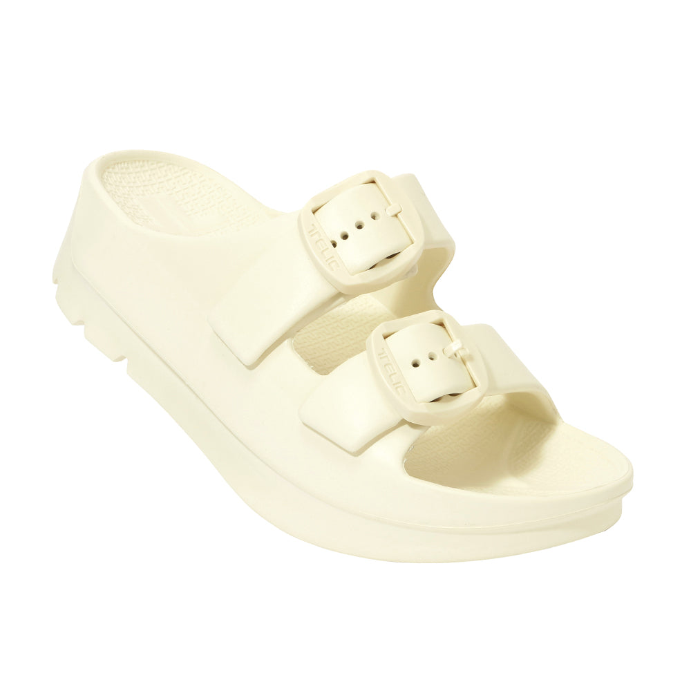 TELIC W-BUCKLE2-IY-ML リカバリーサンダル（Ivory・サイズ：ML(25.5-26cm)）[WBUCKLE2IYML] 返品種別A リカバリーサンダル｜W-BUCKLE2 - Ivory｜TELIC（テリック）公式